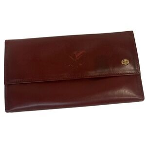 VTG Rolfs Burgundy Trifold Cowhide Leather Clutch Wallet Envelope Style Key Case